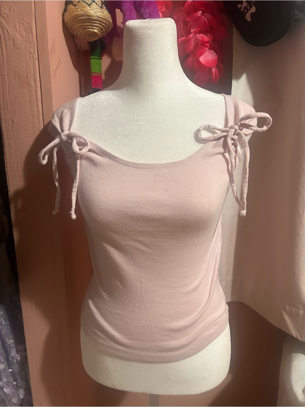 Hollister Light Pink Tie-Shoulder Scoop Neck Tank